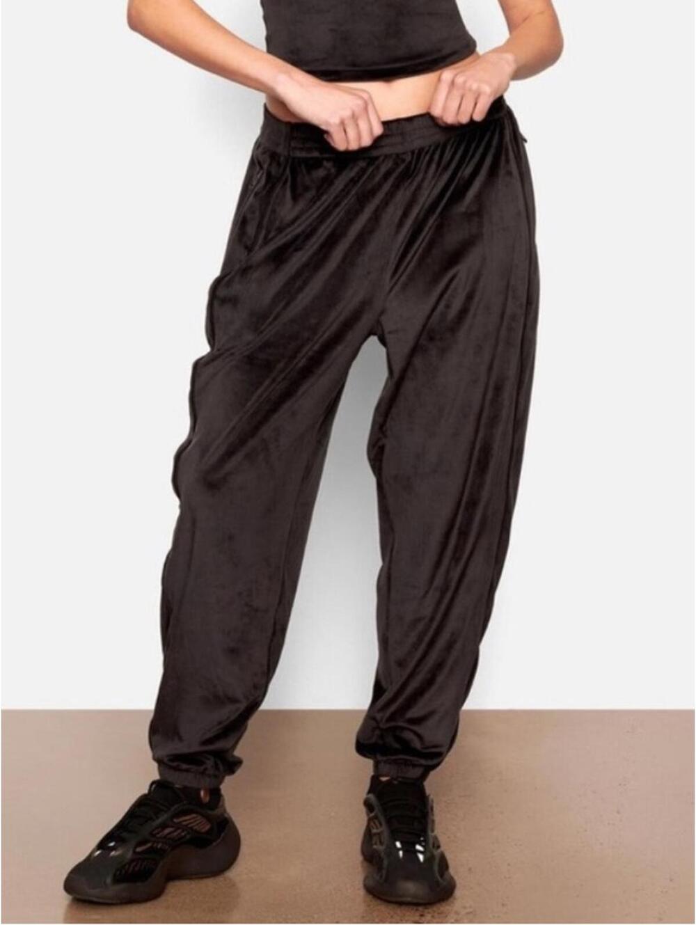 Skims / Velour Oversized Track Pants / Black